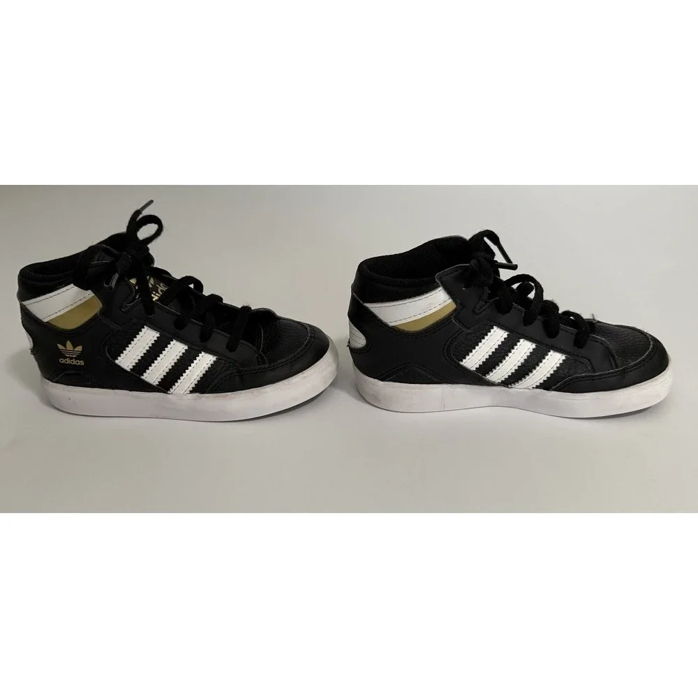 Adidas Hoops‎ Mid 2.0 Kids Black White Gold Sneakers Size 10K FV5738 Ortholite